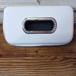 Car Tissue Napkin Holder Car Sun Visor Tissue Holder PU Leather Beige Zip Around